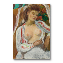 Toile sur châssis "Femme aux seins nus assise"
